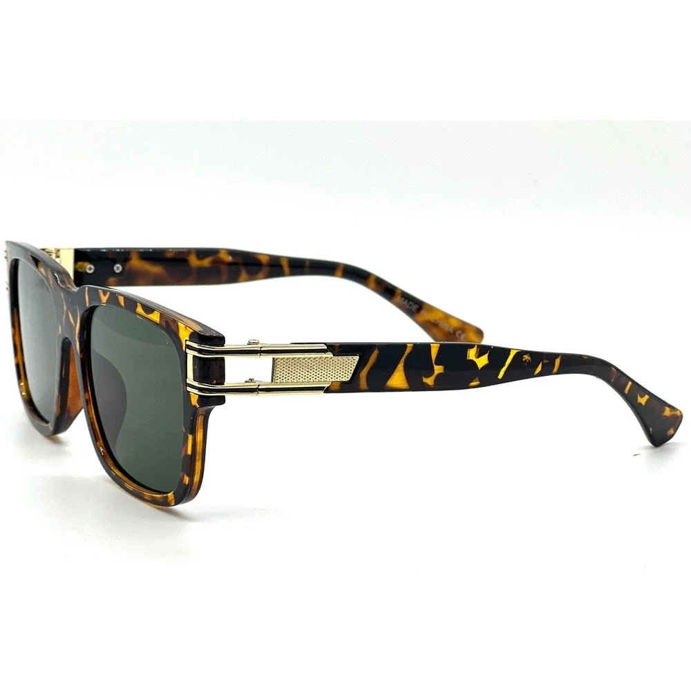 Retro Square Sunglasses Men Women Full Frame UV400 Leopard‎ Print Vintage Shades